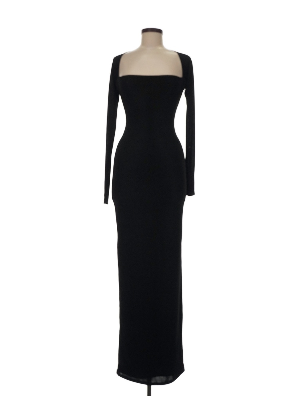 naked wardrobe Black Long-Sleeve Square Neck Maxi Dress